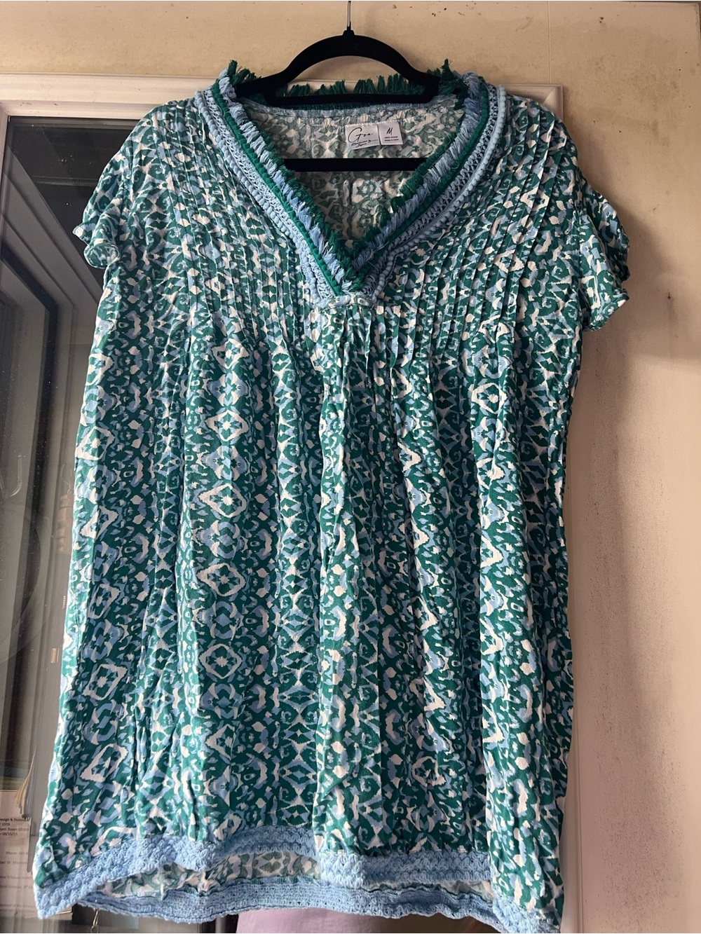 Green Patterned V-Neck Women’s Beach Cover up
